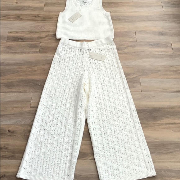 Joie 2 Pc Set Crochet Wide Leg Pants And Tank Top - Picture 4 of 11
